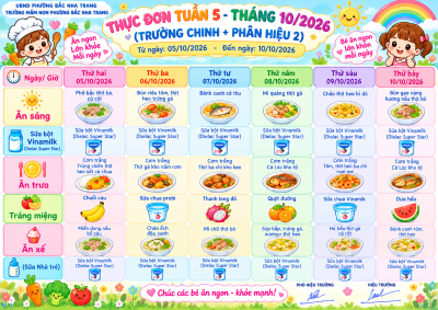 THỰC ĐƠN TUẦN 5, NĂM HỌC 2026-2027